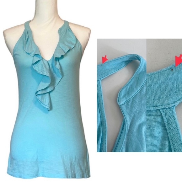 Lilly Pulitzer 100% Pima Cotton Ruffle V-Neck Halter Tank Top Women’s Small - Picture 1 of 12
